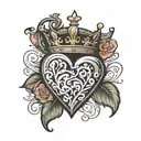 heart adorned with crown  tattoo design idea