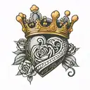 heart adorned with crown  tattoo design idea