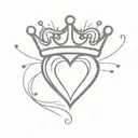 heart adorned with crown made tattoo design idea