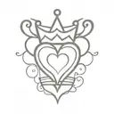 heart adorned with crown made tattoo design idea