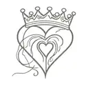 heart adorned with crown made tattoo design idea