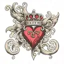 open heart wearing a crown adorned tattoo design idea