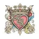 open heart wearing a crown adorned tattoo design idea