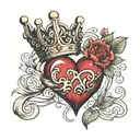 open heart wearing a crown adorned tattoo design idea