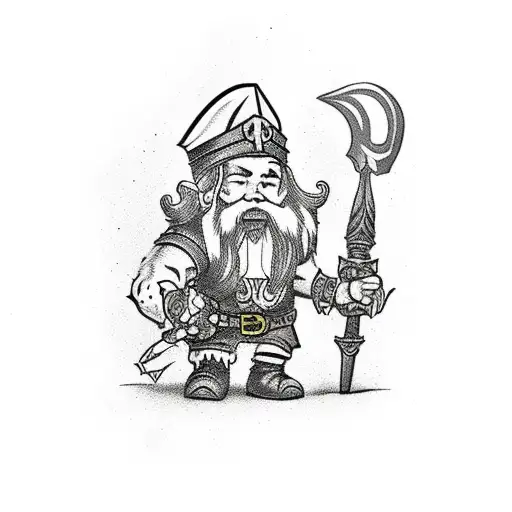 dwarf paladin with red beard tattoo design idea
