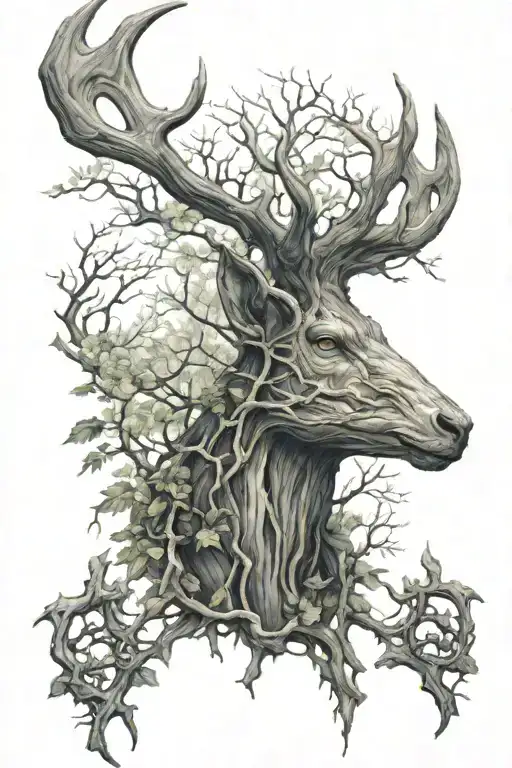 wendigo enchanted forest tattoo design idea