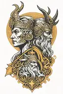 Odin and Freya goddess tattoo design idea