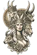 Odin and Freya goddess tattoo design idea