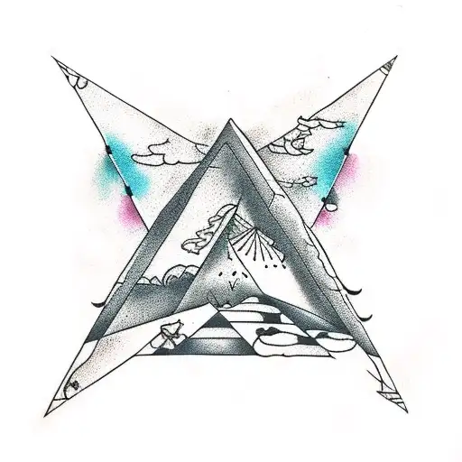 upside down overlapping Triangle  tattoo design idea