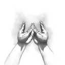 A pair of hands reaching towards a dove, symbolizing peace and sobriety tattoo design idea