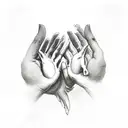 A pair of hands reaching towards a dove, symbolizing peace and sobriety tattoo design idea