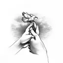 A pair of hands reaching towards a dove, symbolizing peace and sobriety tattoo design idea