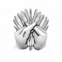 A pair of hands reaching towards a dove, symbolizing peace and sobriety tattoo design idea