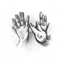 A pair of hands reaching towards a dove, symbolizing peace and sobriety tattoo design idea