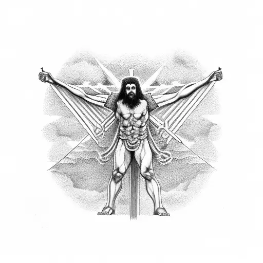 Satan standing on the cross tattoo design idea