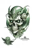 owl skull green darkness tattoo design idea
