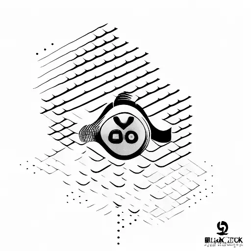 A minimalist design of a game controller submerged in water, symbolizing the client's passion for gaming and swimming. tattoo design idea