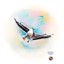 4 seagulls representing born, learn, adapt, and fly tattoo design idea