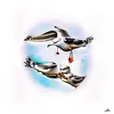 4 seagulls representing born, learn, adapt, and fly tattoo design idea