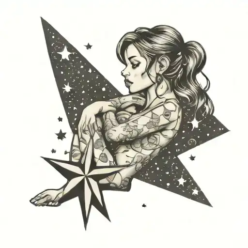 quiet girl,stars,love tattoo for me tattoo design idea