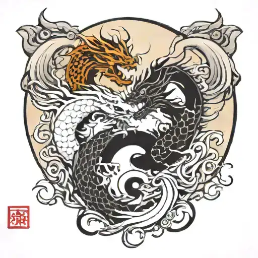 ying yang dragon tattoo design idea