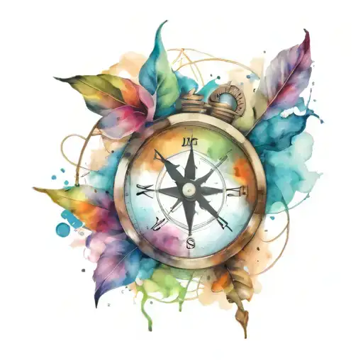 compass and clock tattoo design idea