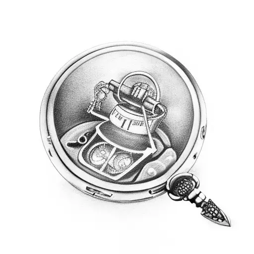 broken at 3pm pocket watch tattoo design idea