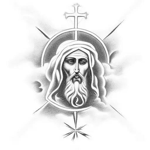 religious tatoo with clouds, Christ cross, the date "august 28th 2019" and it should fit my forearm tattoo design idea