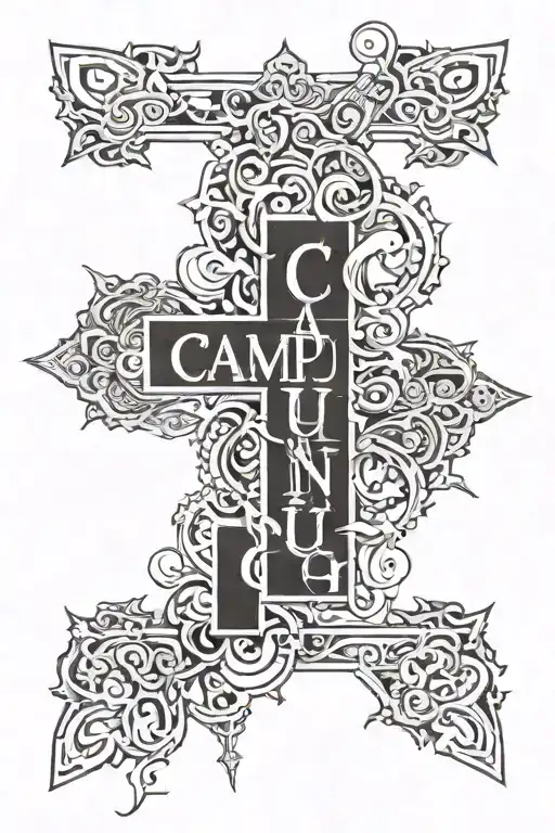 make a croos with the word "campulung" written on it, also i want it to be more complicated, not just a simple cross tattoo design idea