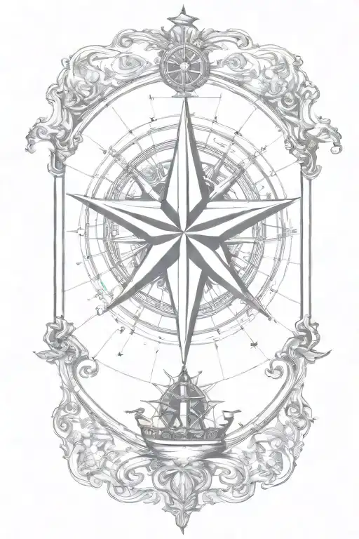 nautical star map outline tattoo design idea