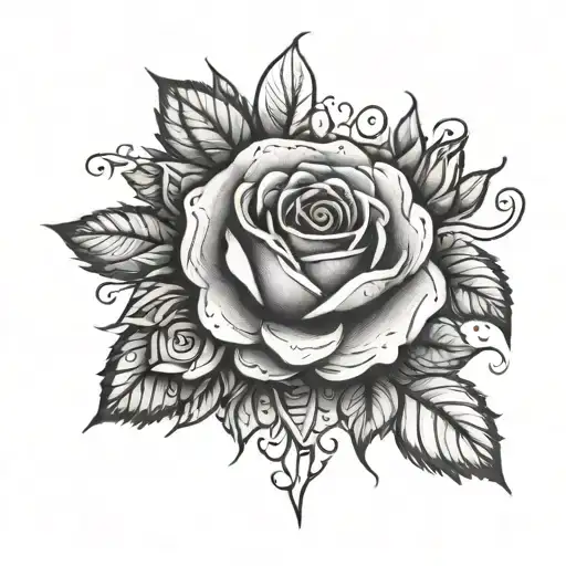 roses and mandala design inspired tattoo design idea