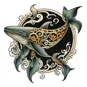 bio mechanical whale tattoo design idea