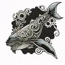 bio mechanical whale tattoo design idea