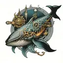 bio mechanical whale tattoo design idea