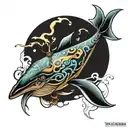bio mechanical whale tattoo design idea