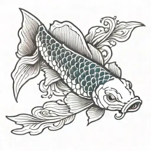 koi fish with accent magent tattoo design idea