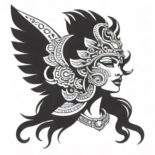head of quetzalcoatl jaguar warrior woman tattoo design idea