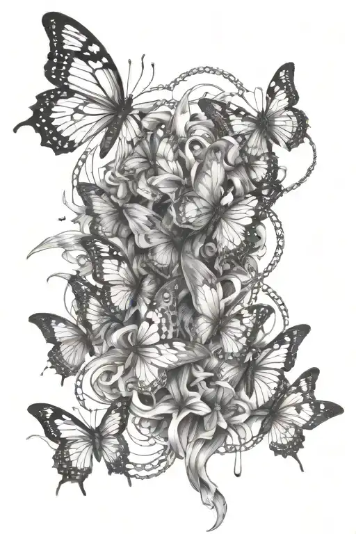 multiple butterflies climbing up the arm breaking through chains and lightening bolts  tattoo design idea