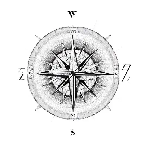 Description: Create an AI-generated artwork inspired by the symbolism of a compass, representing guidance, exploration,  tattoo design idea