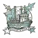 tugboat with stars tattoo design idea