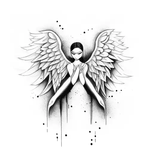 Angel falling tattoo design idea