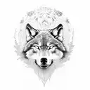 A large floral design with hidden wolf silhouettes tattoo design idea