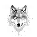 A large floral design with hidden wolf silhouettes tattoo design idea