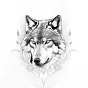 A large floral design with hidden wolf silhouettes tattoo design idea