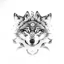 A large floral design with hidden wolf silhouettes tattoo design idea