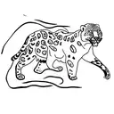 A minimalist tattoo of a snow leopard walking across a historical map tattoo design idea