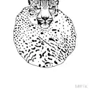 A minimalist tattoo of a snow leopard walking across a historical map tattoo design idea