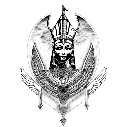 Egypt valkyrie royalty wolf gypsy goddess phoenix tattoo design idea