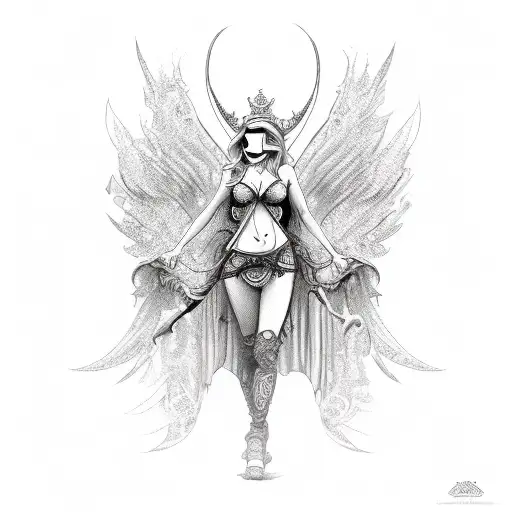 royal gypsy demon angel beauty sexy  tattoo design idea