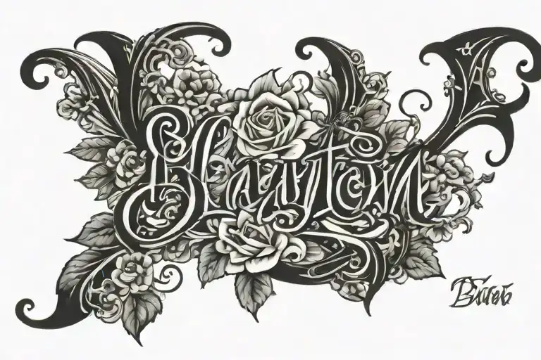 the name "Blayton" fancy lettering style tattoo design idea